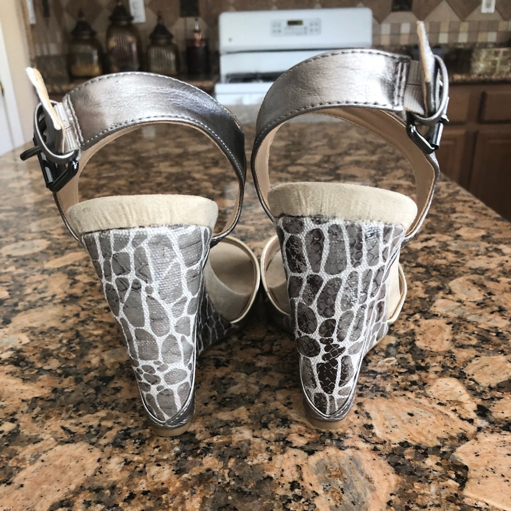 Light gold/silver wedge heels. - Picture 3 of 3